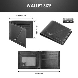 PEAPIN Wallet with ID Window, Card Holder with 4 Card Holder, 2 Banknote Compartments, Gifts for Men, Black