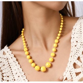 XAM Creative Acrylic Layered Bead Choker Necklace – Mixed-Size Boho Minimalist Jewelry for Daily & Festival Wear yellow