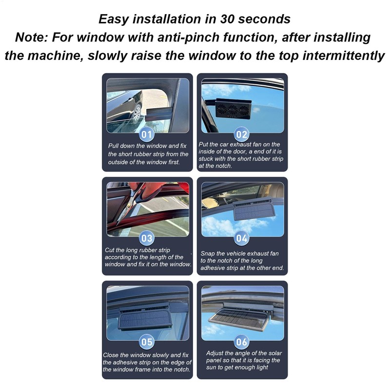 Car Window Fan - Solar Auto Cooling Exhaust Cycle Fan