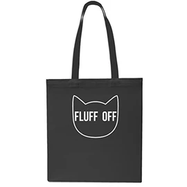 Fluff Off Cat Face Tote Shopping Gym Beach Bag 42cm x38cm, 10 litrest-Small-Black