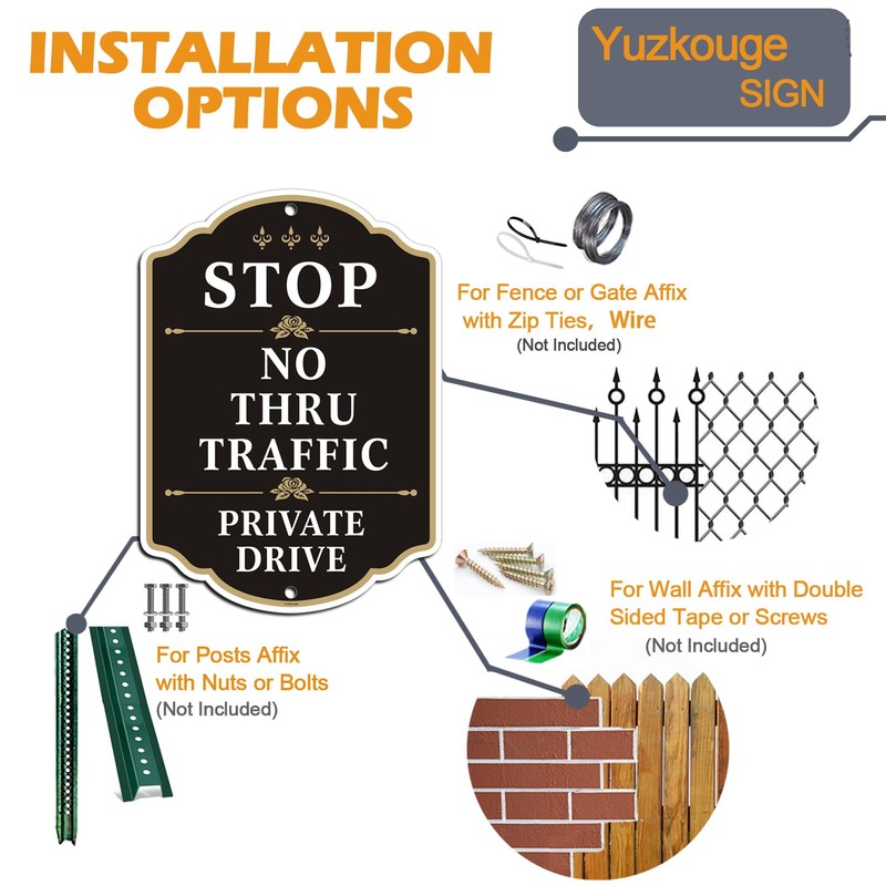 Yuzkouge Stop No Thru Traffic Private Drive Sign - 2