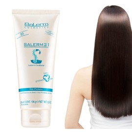Salerm 21 Mascarilla Hidratante Para Cabello Seco y Maltratado - Crema Para El Cabello Y Crema Para Peinar Con Proteínas De Seda 200 ml - Incluye Jabón Artesanal De Regalo MariTrini Meza