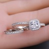 MABELLA Princess Sterling Silver Cubic Zirconia Wedding Engagement Ring Set