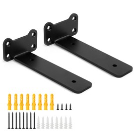 Romon Shelf Brackets, Shelf Brackets, Pack of 2, Heavy Duty Brackets, Shelf Console, Wall Shelf, Perfect Wall Bracket for Shelf, for Kitchen, Living Room, Warehouse, Office, Storage, Black, 15.5 cm