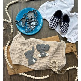 ELEPHANT COOKIE CUTTER IN TWO VIEWS Baby Shower Sprinkle Welcome Home One Two Year Old Birthday Party Infant Animal Front And Side Seated Toddler Cookie Cutters (2 Pack)