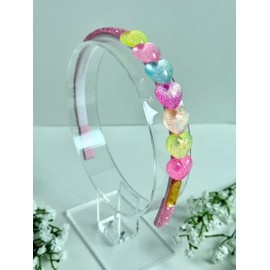 Colorful Glitter Hearts Headband - Candy Colors Heart Headband - Multicolored Girls Accessories - Children's Headband