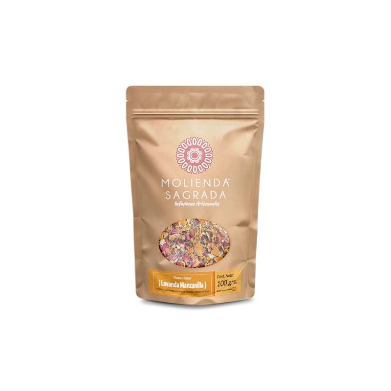 Molienda Sagrada,Tisana Herbal Lavanda Manzanilla,Corteza de Naranja y Petalos de