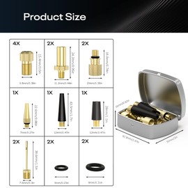 GlasFlength Bicycle Valve Adapter Set, French Valve Adapter and Car Valve Adapter with Sorting Box with Cone Adapters and Ball Needles Valve Adapter Bicycle for All Valve Adapters SV AV DV