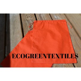 6x8 inches, ORANGE Cotton Muslin Drawstring Bags, Premium Quality Recyclable Fabric, QTY-100