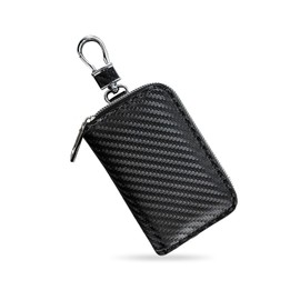Faraday Key Fob Protector Box, Carbon Fiber Car Key Shielding Bag for RFID Signal Blockingr, Anti-Theft Auto Key Holder with Zipper, Universal Key Fob Protector for Men Women