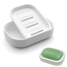 Soap Dish,Shower Soap Box,Non-slip, Drainable for Shower,Bathroom,Kitchen,Counter Top and Shelf,Easy Cleaning(Rice white)