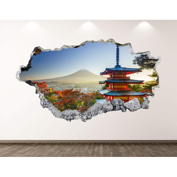 West Mountain Old Japanese Castle Wall Decal Art Decor 3D Smashed Fortresses Sticker Poster Kids Room Mural Custom Gift BL135 (50" W x 30" H)