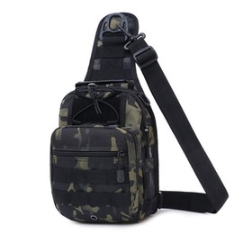 HUNTVP Tactical Chest Bag Military Shoulder Bag Military Chest Pack Sling Backpack Molle Crossbody Bag Shoulder Bag Mini with Adjustable Shoulder Strap for Travel Hiking Outdoor Type 1 Camo
