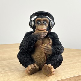 Alfie Francis 17.5cm Tall Monkey wearing Headphones Ornament Statue Figurine Gorilla Animal Home Decor Gift