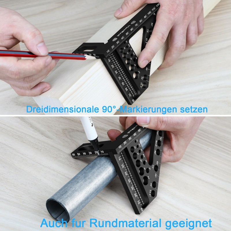 3D Mitre Square Multifunctional 22.5-90 Angle Measure Aluminium Alloy High