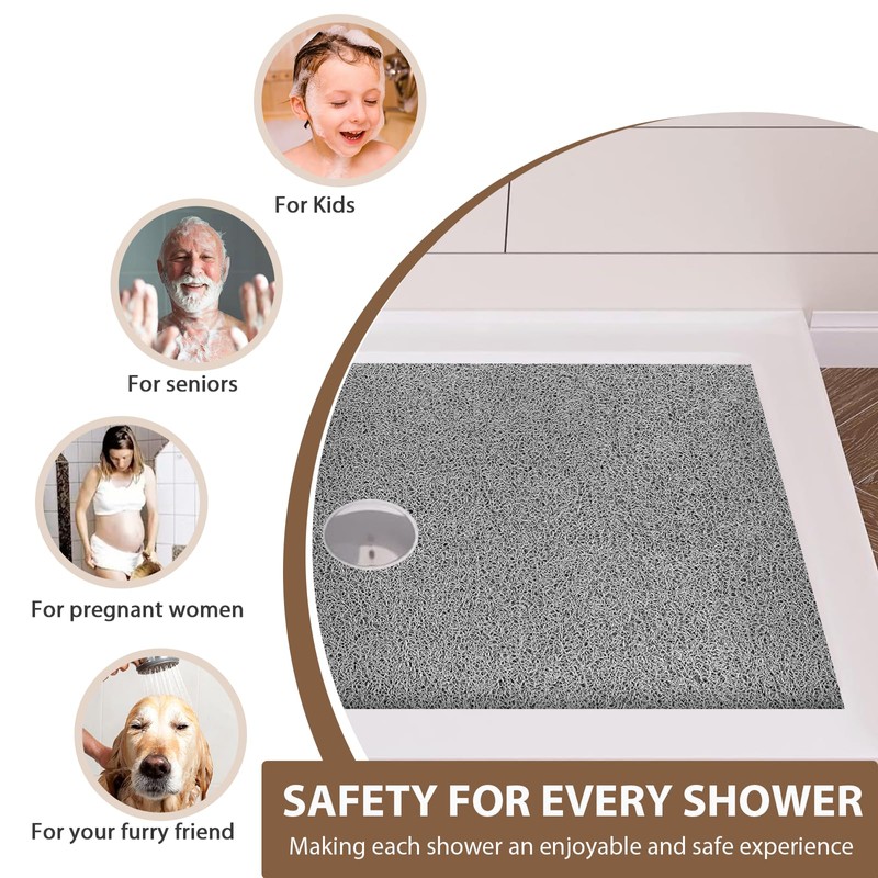 Extra Large Non Slip Shower Mat: 47.2x31.5 inch Loofah Shower