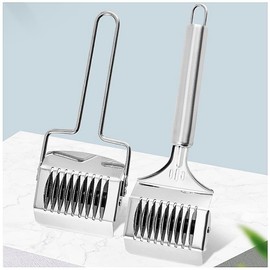 LuckyLight High-grade stainless steel pasta cutting machine, noodle machine, stainless steel noodle grating roller, noodle machine, handheld noodle machine, dough sheeter, 2 pieces (silver)