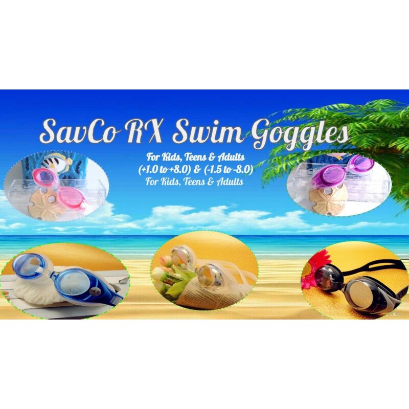 Savvy Specs Farsighted Swim Goggles UV Protection Blue +5.0