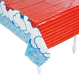 Fun Express Up & Away Airplane Plastic Tablecloth - Party Supplies - 1 Piece