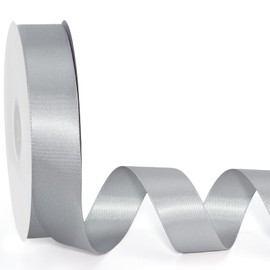 LaRibbons Silver Satin Ribbon 1 Inch x 100 Yards - Double Sided Silk Ribbon for Gift Wrapping Wedding Decoration Bows Bouquet Floral Arrangement Crafts