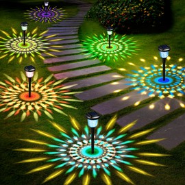 UMICKOO Solar Outdoor Lights, 2 Pack Dream Dynamic Solar Pathway Lights,Waterproof Color Changing Solar Walkway Lights Maintain 10 Hours of Lighting for Garden, Landscape, Path, Yard, Patio, Driveway.