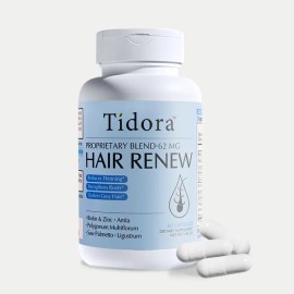 Tidora Hair Renew – DHT Blocker with Saw Palmetto & Biotin | Supports Hair Growth, Reduces Hair Loss & Graying | 60 Capsules for Men & Women
