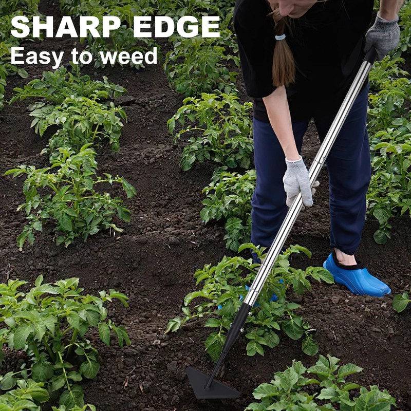YEELOR Triangle Garden Hoe, Carbon Steel Weed Remover Edger Lawn