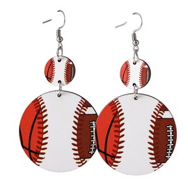 Colorful Sports Ball Wooden Dangle Earrings Dainty Soccer Football Baseball Volleyball Baskteball Earrings for Women Sport Lover Jewelry Gift-5
