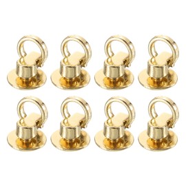 uxcell 8Pcs Screw Round Head Rivet, 12mm Pull Ring Rivet Fasteners, Screw Rivet Studs for DIY Leather Craft Belts Purse Handbag (Light Gold)