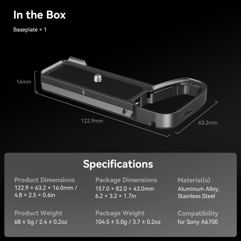 SMALLRIG Base Plate for Sony Alpha 6700, Lower Mounting Plate,