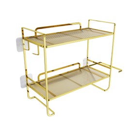 dainslef Over Toilet Storage Shelf, 2-Tier Bathroom Storage Organizer with 2 Hooks, Paper Holder, Metal Space Saving Multi-Purpose Toilet Tank Organizer Rack