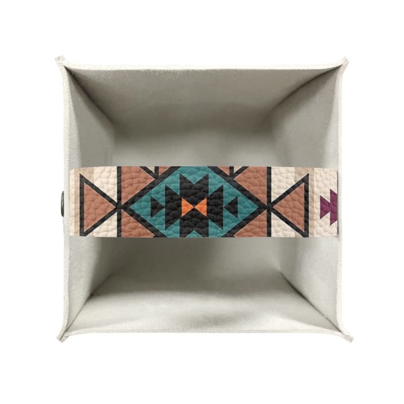 ZFRXIGN Southwestern Tissue Box Cover PU Leather Square Tissue Box