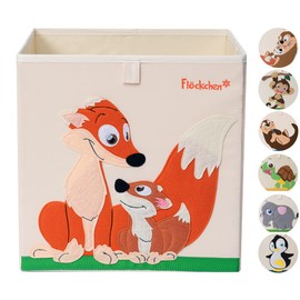Flöckchen Children's storage box, toy box for children's room, toy box (33 x 33 x 33 cm) fits in the Kallax shelf, children’s animals motif