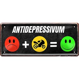 schilderkreis24 Tin Signs Collection 28 x 12 cm - Funny & Motivational Motorcycle Sayings: Decoration & Gift Ideas for Bikers (Antidepresssive Motorcycle)