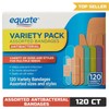 Equate Antibacterial Bandages Variety Pack, 120 Count
