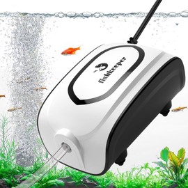Fishkeeper 3W/5W Aquarium Air Pump - Ultra-Quiet Dual Outlet Adjustable Oxygen Aerator Pump for 1-160 Gallon Fish Tanks, High-Output Aquarium Bubbler with Air Stone & Check Valve & Y-Splitter