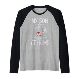 Baseball Catcher My Son Will Be Waiting for You at Home Raglan Baseball Tee