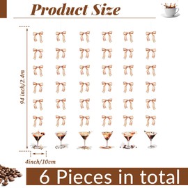 Yeaqee 6 Pcs Espresso Martini Party Decor a Tini Bit Older Garland Love Is Brewing Bachelorette Bridal Party Banner Dirty Martini Hanging Decorations, Total 47 ft(Cute Bow)