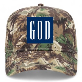 God Square Vintage Trucker Hat | Premium Snapback Baseball Hat for Men & Women (US, Alpha, One Size, Camo)