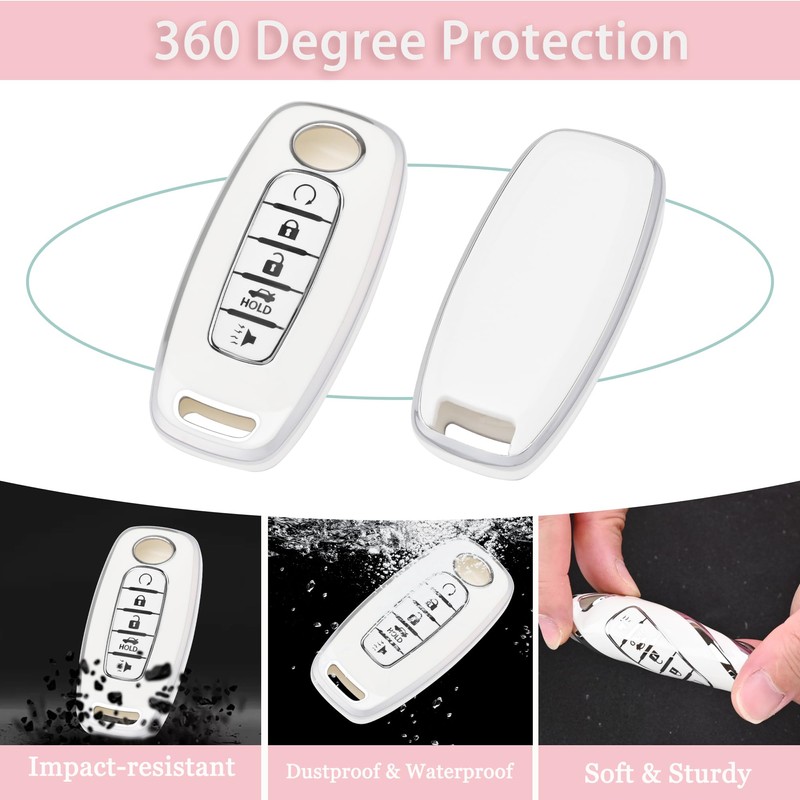 JAMCARI Key Fob Cover for Nissan - 5 Buttons Soft