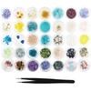 Princess-style Resin Filled Nail Parts with Tweezers Set of 35