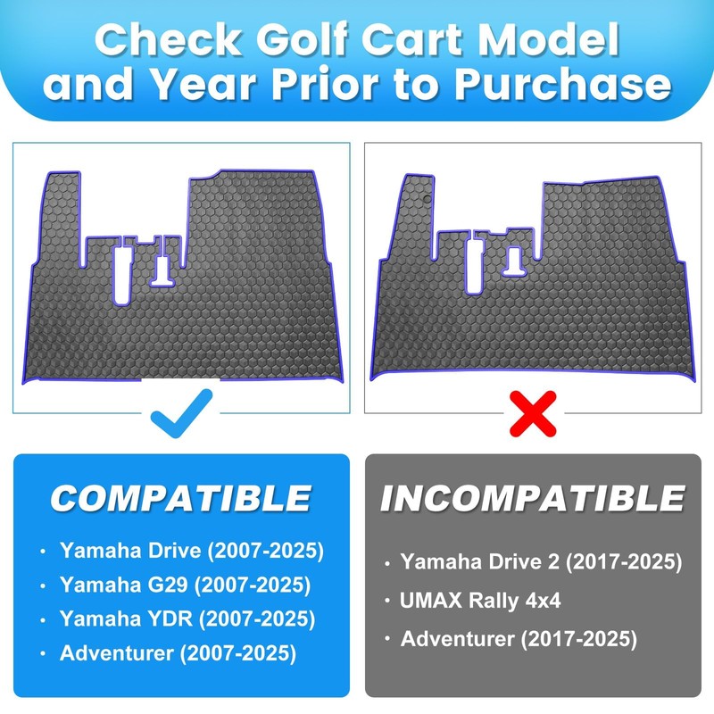 Golf Cart Floor Mat for Yamaha G29 Floor Mat, 3/10"