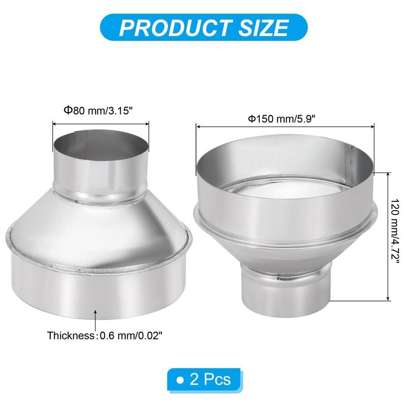 PATIKIL 6 Inch to 3 Inch Round Duct Reducer Increaser