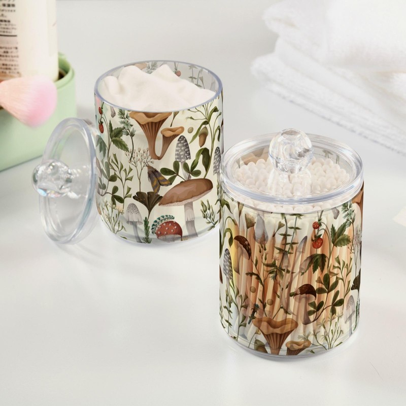 Zhirexin Mushrooms 2PC Airtight Transparent Plastic Storage Jar Food Storage
