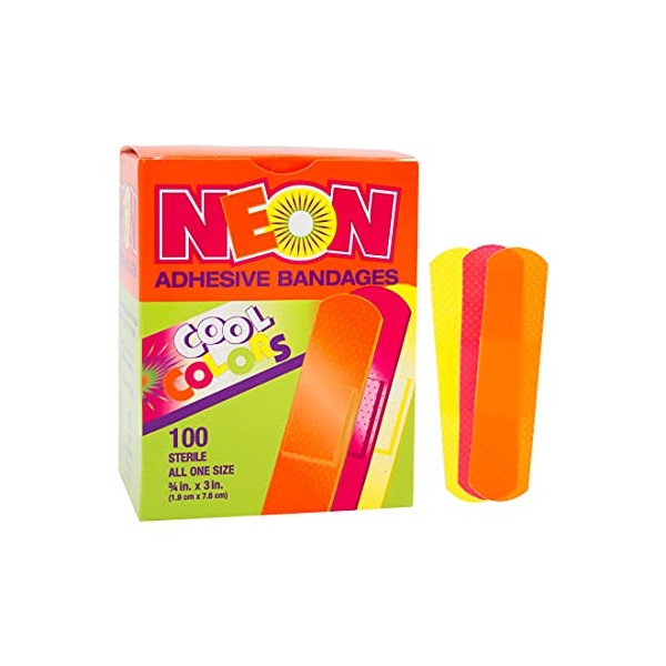 American White Cross Designer Adhesive Bandages, Sterile, Neon Assorted, 3