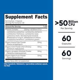 Nutricost Probiotic Complex - 50 Billion CFU, 60 Capsules - Probiotic for Men and Women - Vegetarian Capsules, Non-GMO, Gluten Free