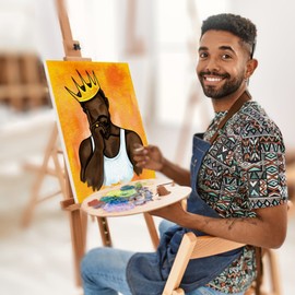 Nuberlic Pre Drawn Canvas for Painting for Adults Paint and Sip Painting Kit Pre Stretched Canvas with Pictures to Paint Afro King Father's Day Gift Party Supplies 8x10 inches