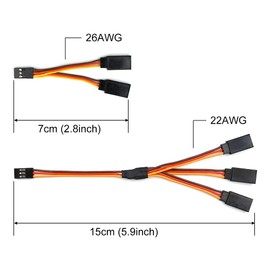 Servo Y Harness Splitter Cable 3 Pin Connector Wire Male to Female 4 Way Extension Lead Compatible with JR Futaba RC Car Airplanes (3PCS 1to2 and 2PCS 1to3)