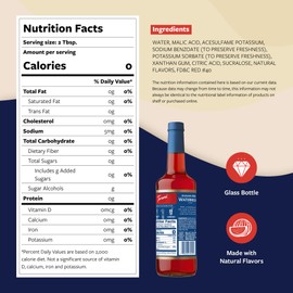 Torani Sugar Free Syrup, Watermelon Flavored Syrup for Drinks, Zero Calorie, Glass Bottle with Pump Included, 25.4 Fl Oz