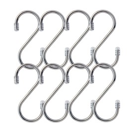 LEC Stainless Steel S-Shaped Hooks, Medium, 8 Pieces, Load Capacity: 15.4 lbs (7 kg)